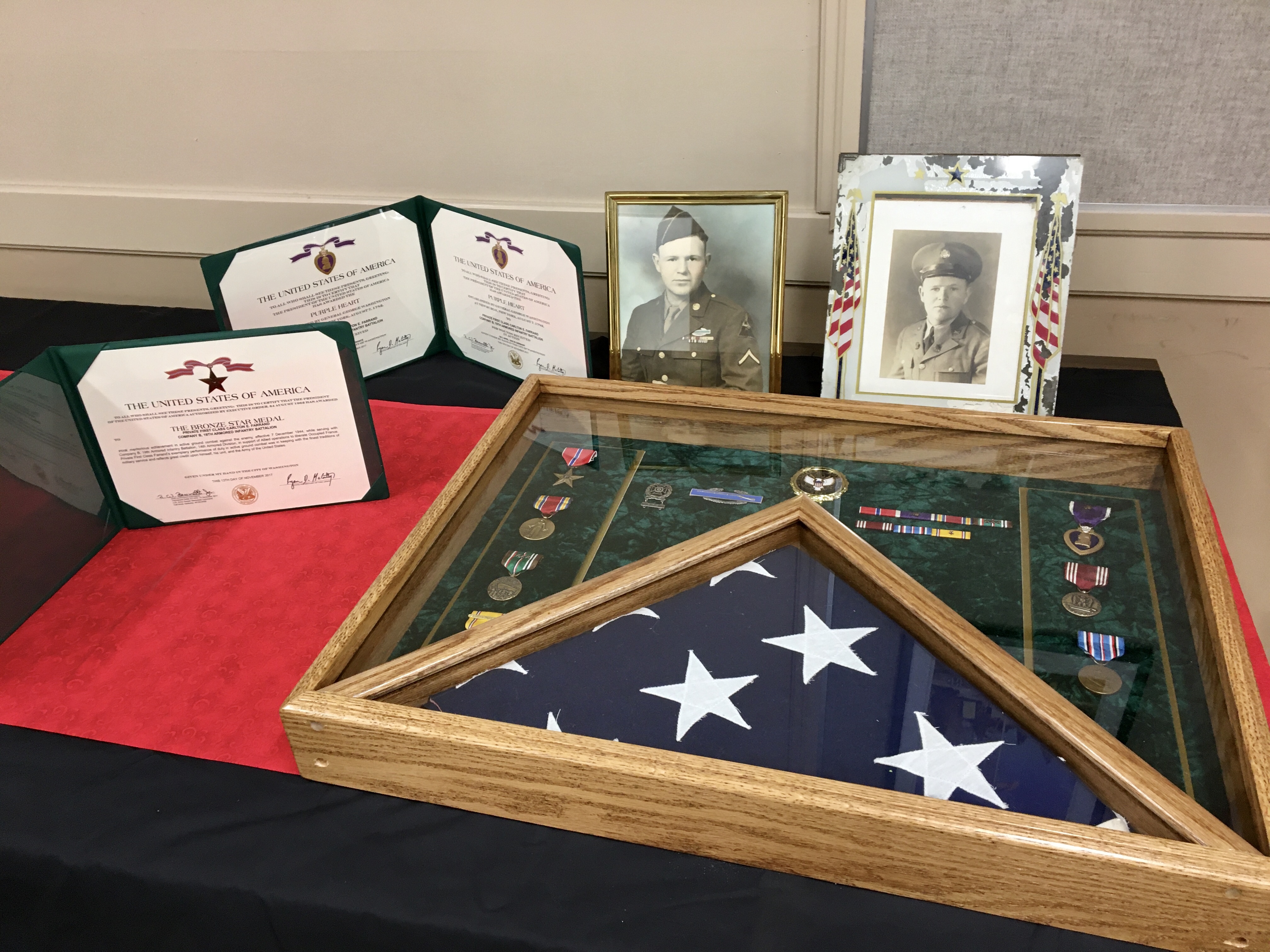 Medal display of World War II veteran Carlton Farrand